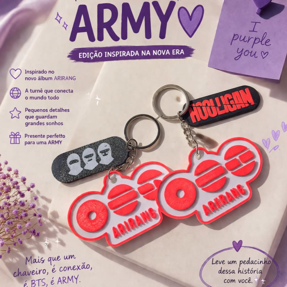 Chaveiro BTS Arirang Army Kpop Bangtan Boys Presente Perfeito Exclusivos