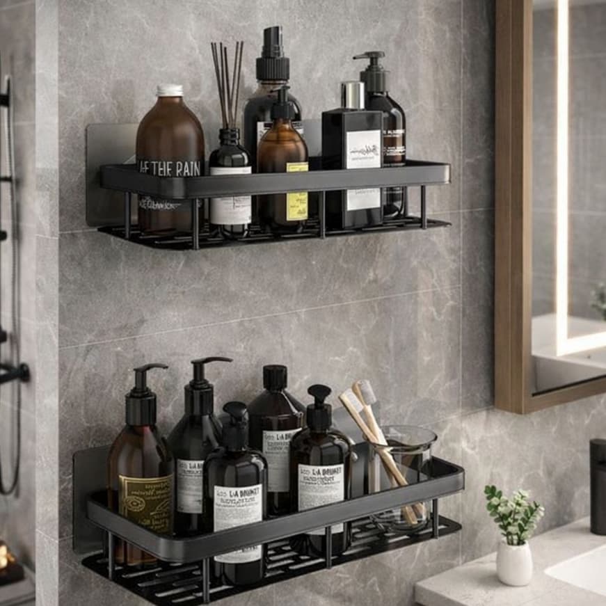 KIT 2 Suporte para Shampoo Prateleira De Banheiro Organizador De Armazenamento De Cozinha