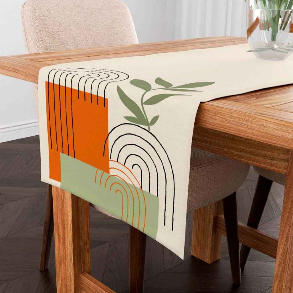 Trilho Caminho de Mesa Exclusivo Decorativo Tamanho 110X35cm Formas e Cores