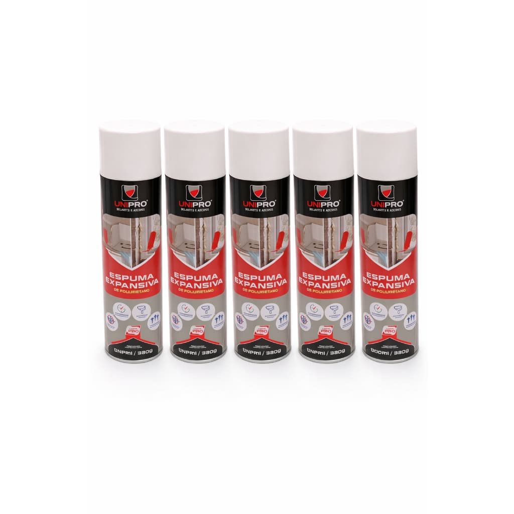 Kit Com 5 Espuma Expansiva Unipro 500ml/320g