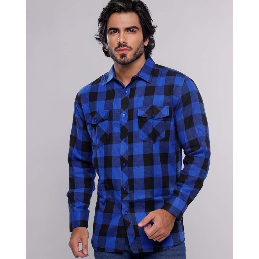 Camisa social xadrez Masculina Flanelada manga comprida de luxo Confortavel casual