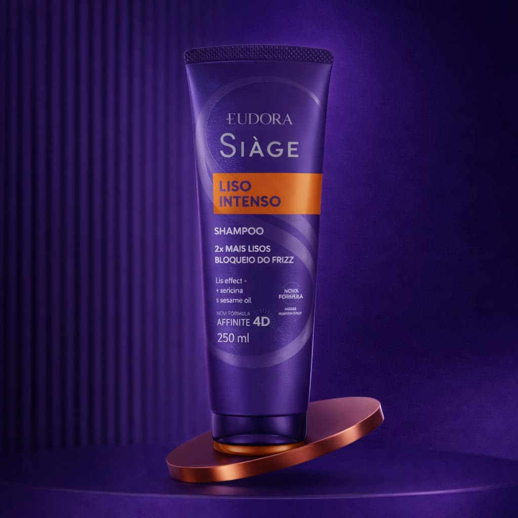 Shampoo Eudora Siáge Liso Intenso 250ML Reduz Porosidade Fórmula Hidratante