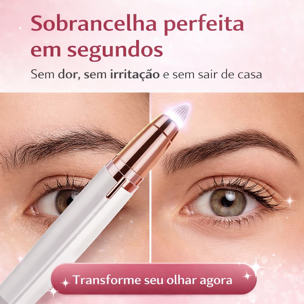 Caneta Depiladora Sobrancelha Elétrica Recarregável USB Indolor Aparador Facial Feminino
