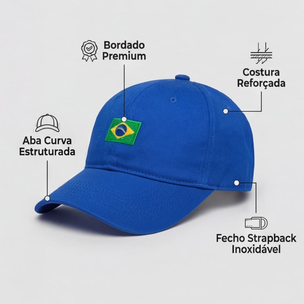 Boné do Brasil Azul Royal Copa Do Mundo Eleições 2026 Bolsonaro Seleção Regulável Unissex