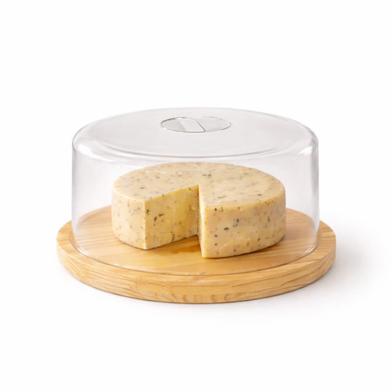 Queijeira de Madeira Porta Ricota Com Tampa Acrílica Premium Porta Queijo Ricota Pequena 18 cm