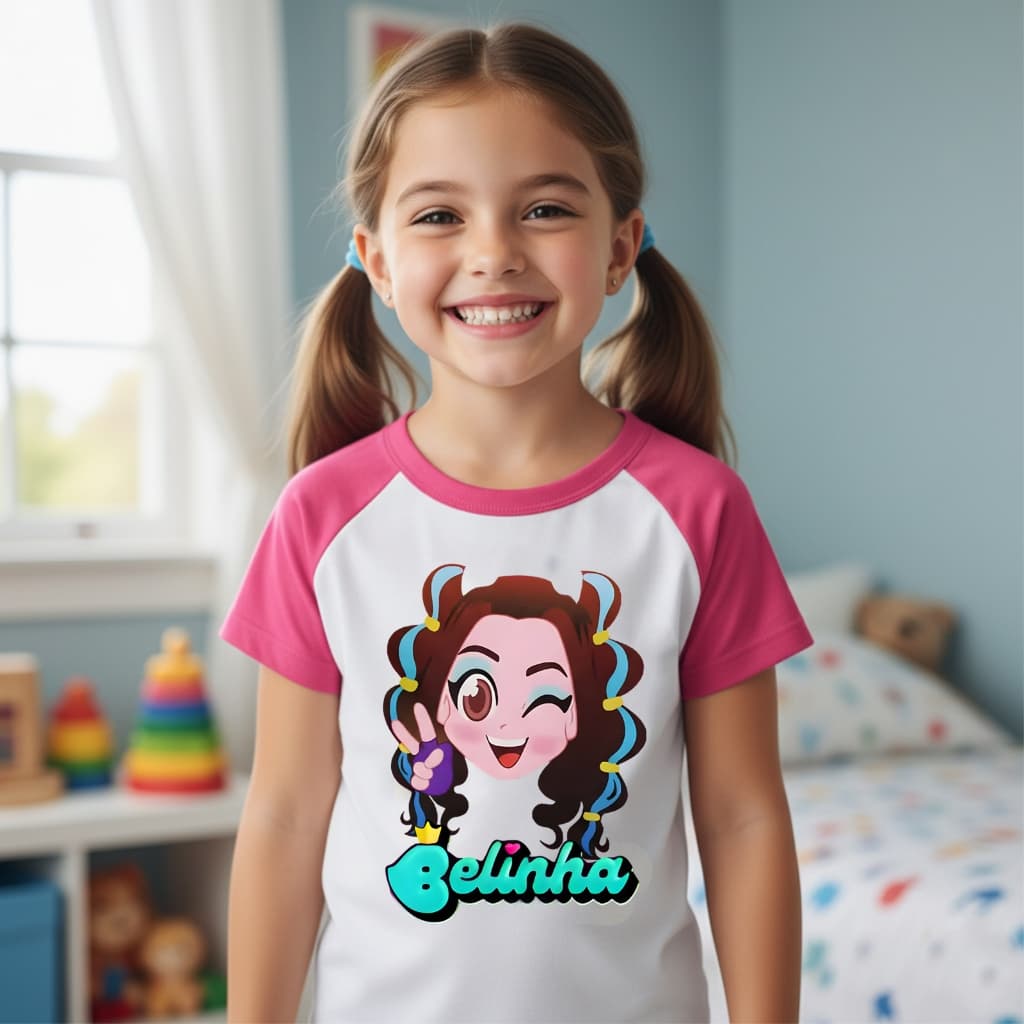 Camiseta Belinha Cantora Infantil Pink Meninas Presentes Juvenil Festas Camisa Youtuber