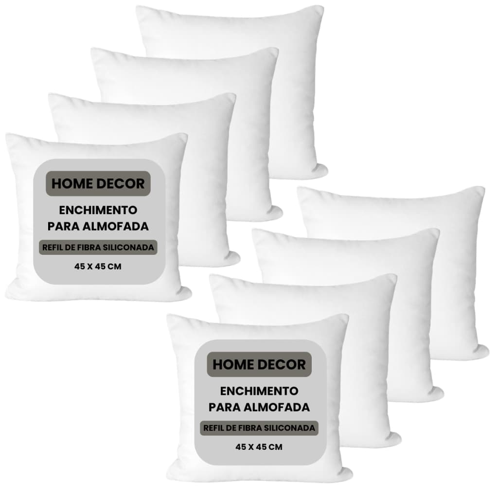 Kit até 8 Enchimento Refil Almofada 45x45 Fibra Siliconada Antialérgica Alta Qualidade