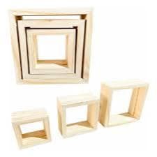 Nicho para Quarto kit Conjunto com 3 Nichos 100% Madeira Pinus Decoração Organização