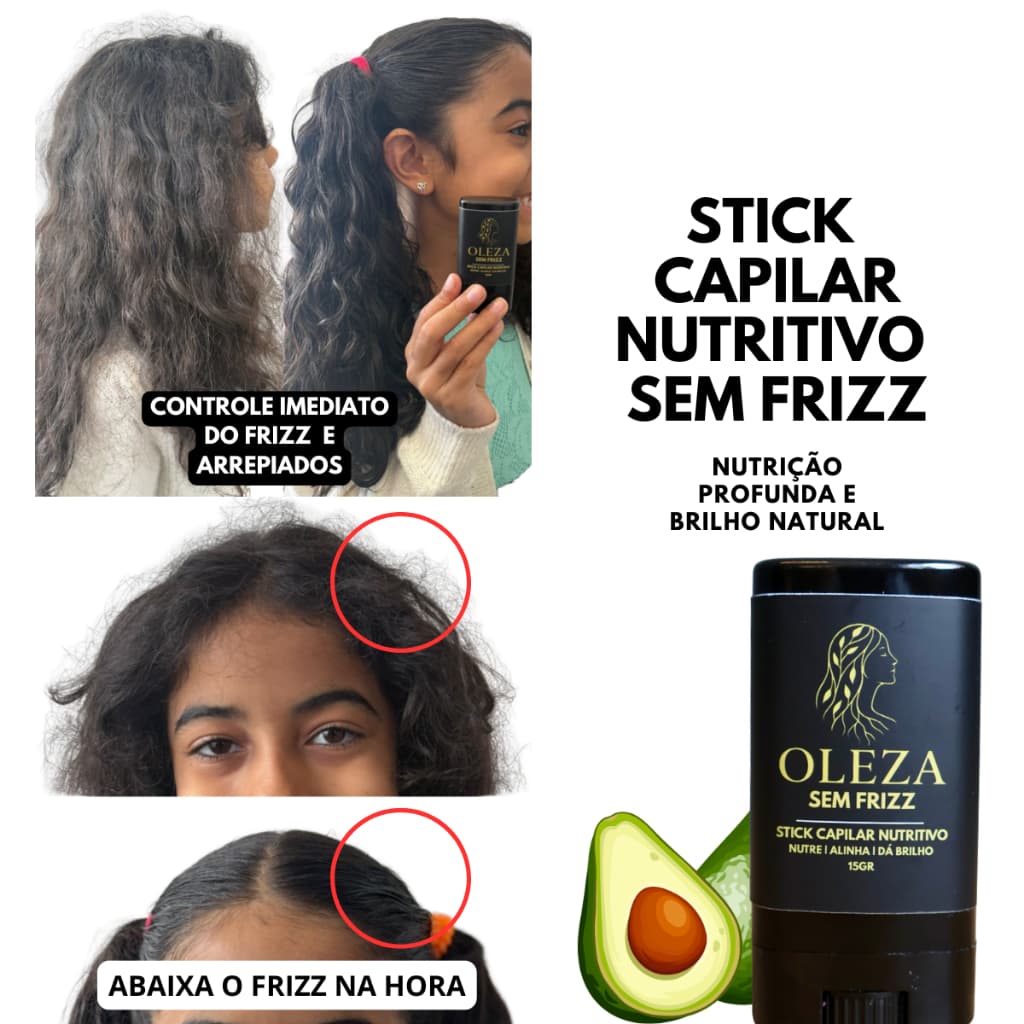 Stick Capilar Natural Anti Frizz Oleza 15g Modela, Alinha e Controla Frizz Efeito Polido