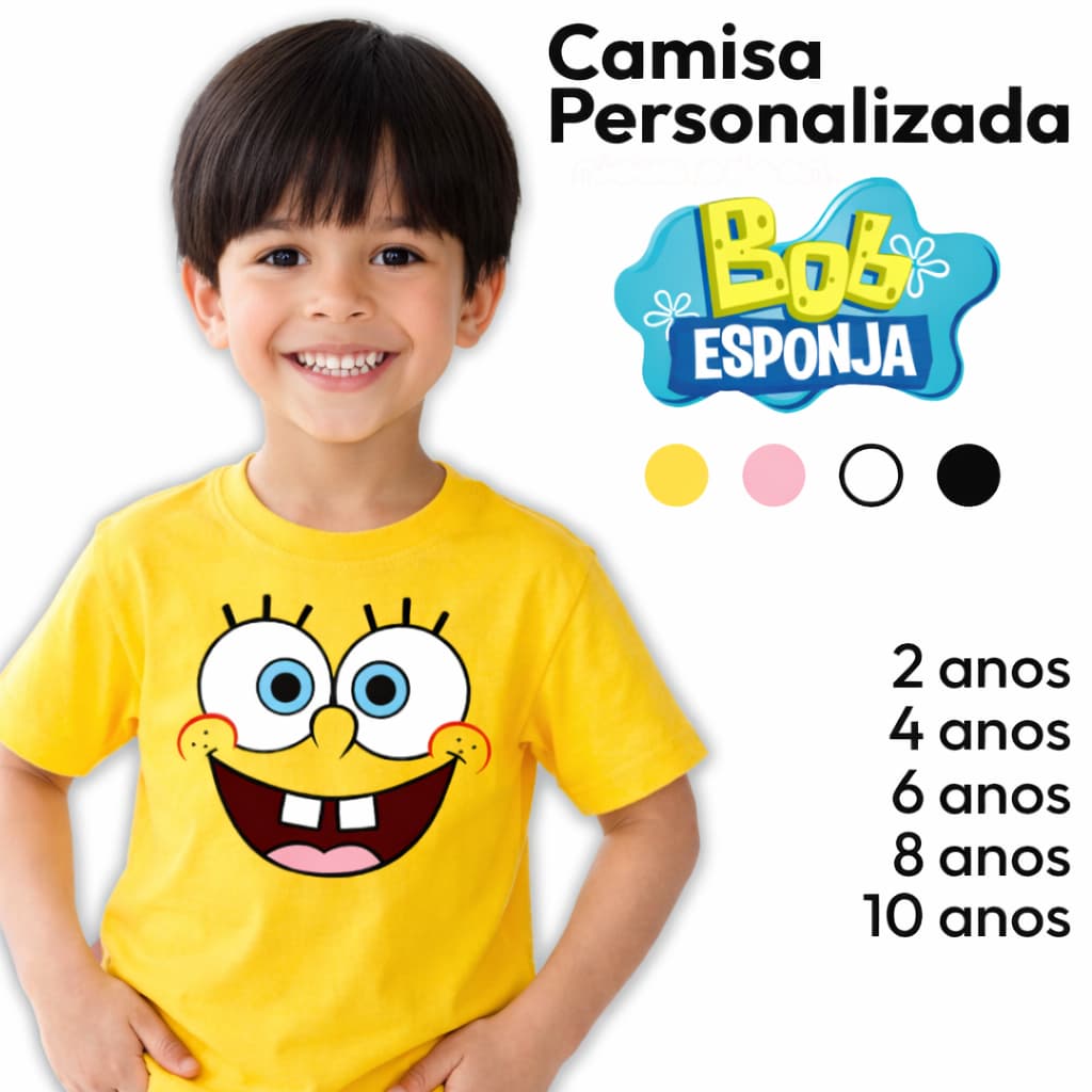 Camiseta Infantil Bob Esponja Sonic Minnie Desenhos 100% Algodão Unissex Envio Imediato
