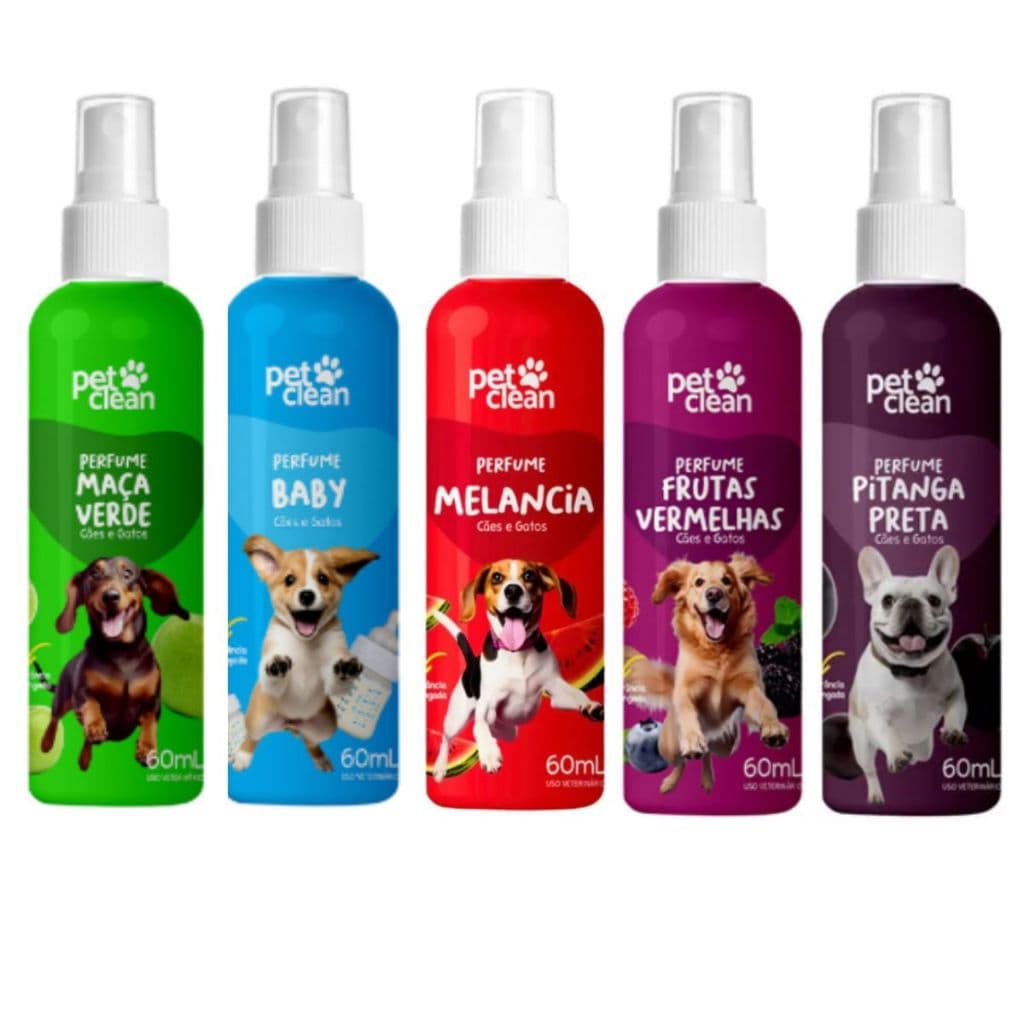 Perfume Pet Clean 60ml para Cães e Gatos Fragrâncias Suaves Pet Cheiroso