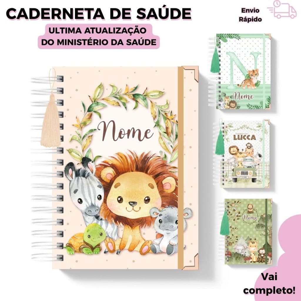 Caderneta De Vacina/Vacinação/Saúde Menino Personalizada C/ Nome Atualizada - Safari