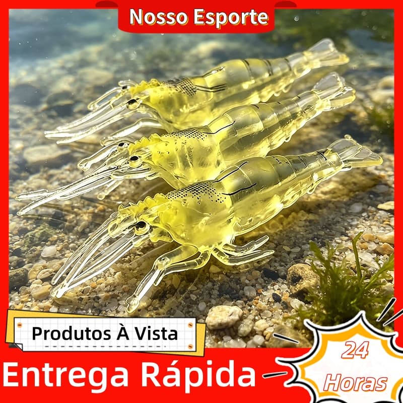 10 PCS Isca De Camarão Macia 4cm Iscas Simuladas Para Pesca De Tucunaré Equipamento De Anzol