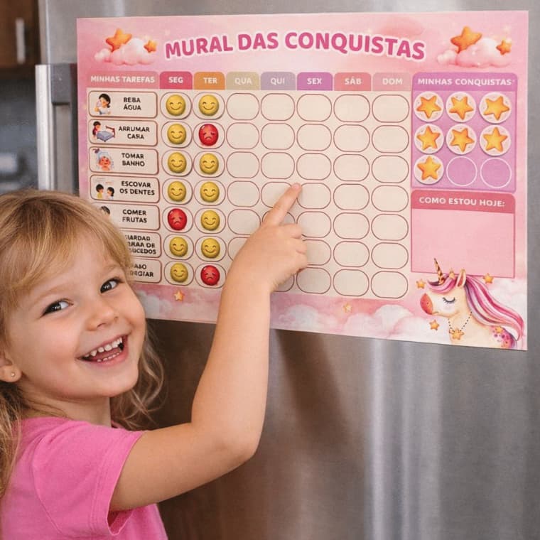 Quadro de Rotina Infantil Magnético - Unicórnio