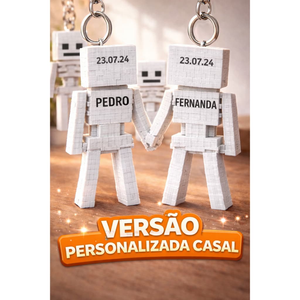 Kit 2 Chaveiros Personalizados Casal ❤️ Nome + Data