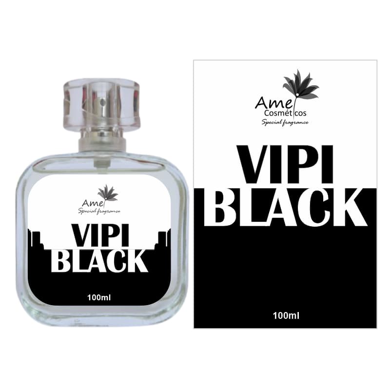 Perfume Masculino Vipi Black Amei Cosméticos Alta Fixação 33% de Essência Importada 17ml, 30ml ou 100ml