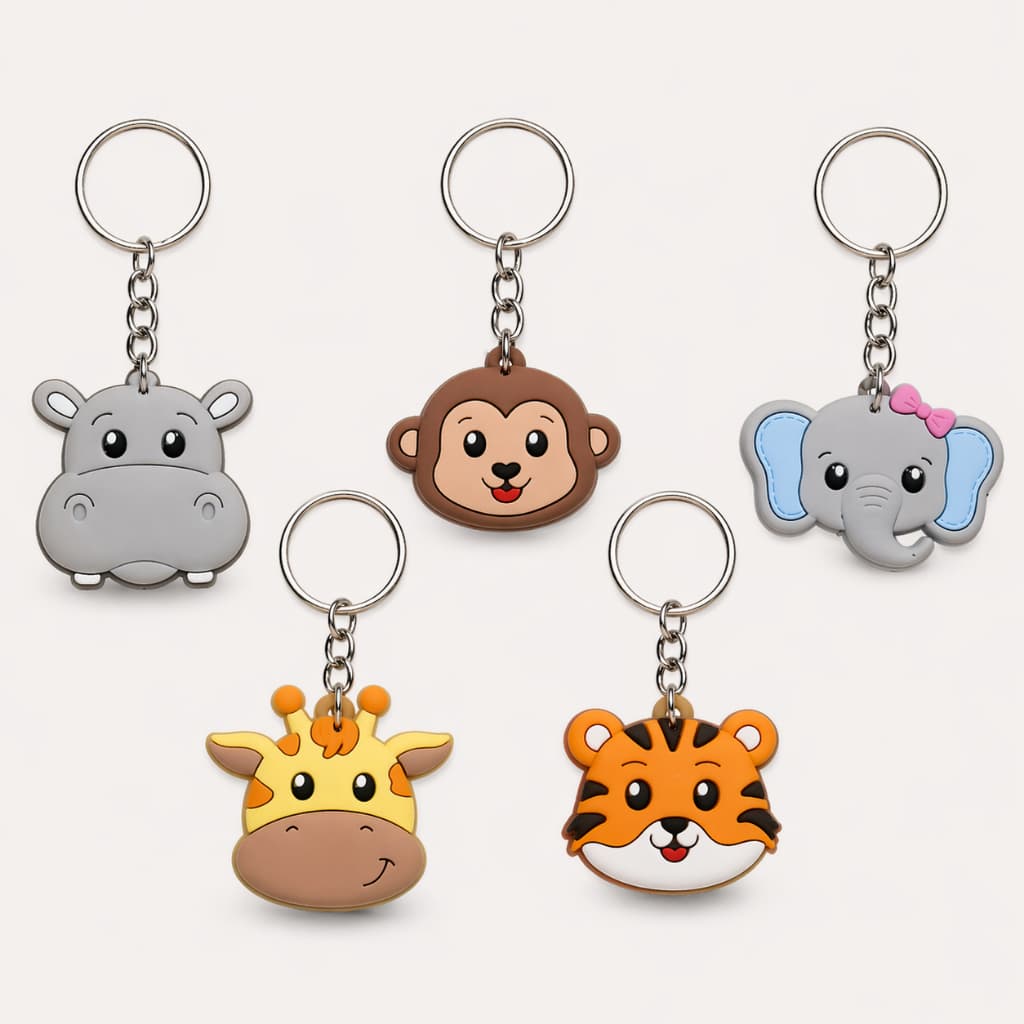 chaveiro emborrachado lembrancinha aniversário tema safari bichinhos fofinhos animais