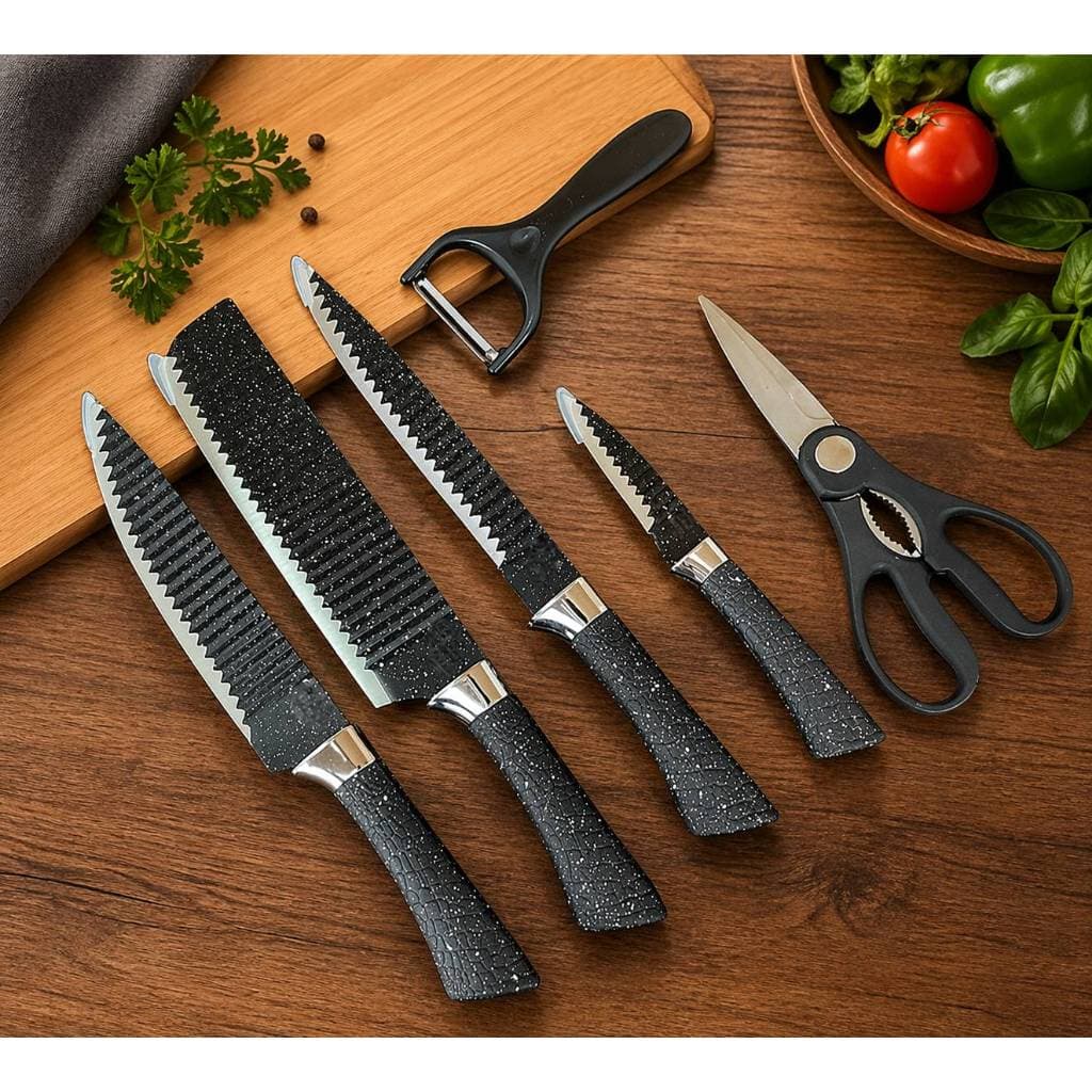 Jogo Facas Inox 6 Pecas Cabo Antiderrapante Faca Chef Corte Preciso Cozinha
