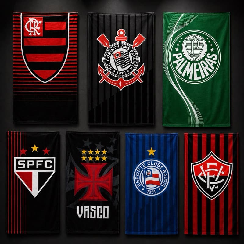 Toalha de Banho Time de Futebol Grande 70x140cm Original | Macia, Grossa, Alta Absorção | Ideal Presente Torcedor