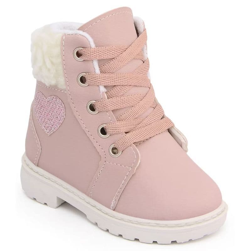Bota Coturno Feminina Infantil Menina Coração Glitter Com Pelinhos Blogueirinha 20 ao 27