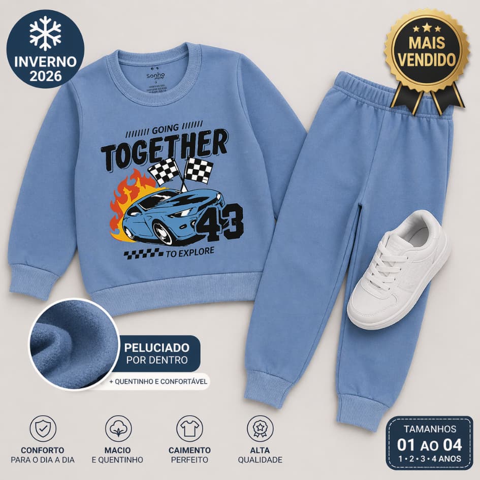 Conjunto Infantil Mini Urban Style Moletom Peluciado Menino Inverno