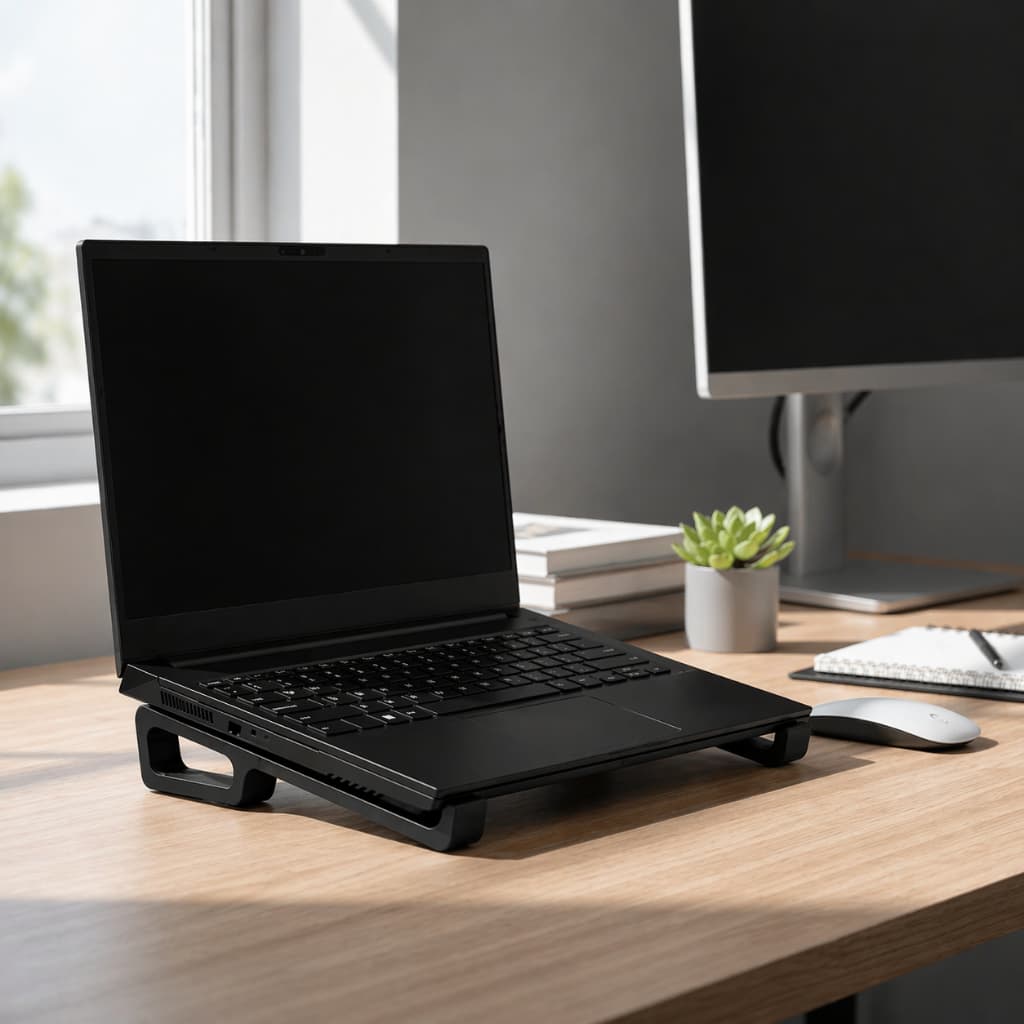 Suporte Base Notebook Mesa Portátil Ergonômico Laptop Preto Plástico