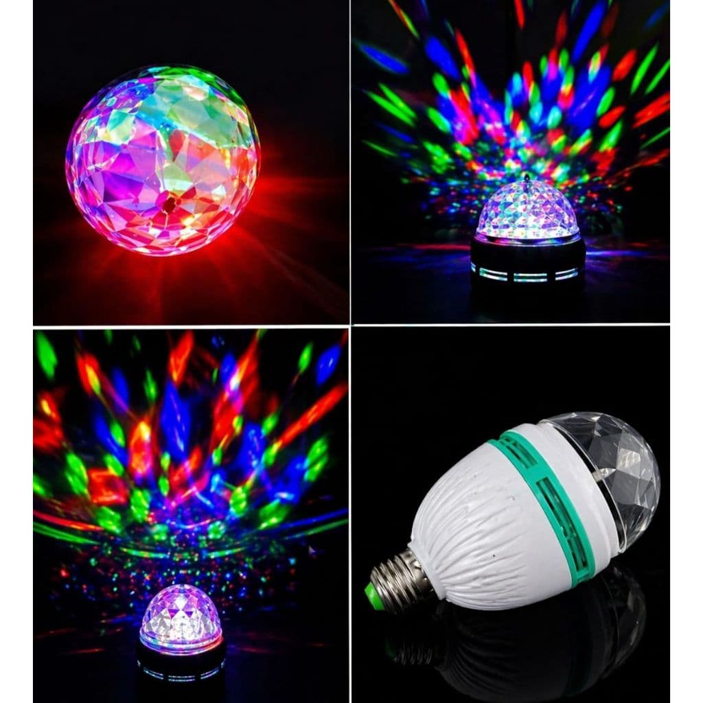 Lâmpada LED RGB Giratória Bivolt Globo Luz Colorida Festa Balada DJ Discoteca