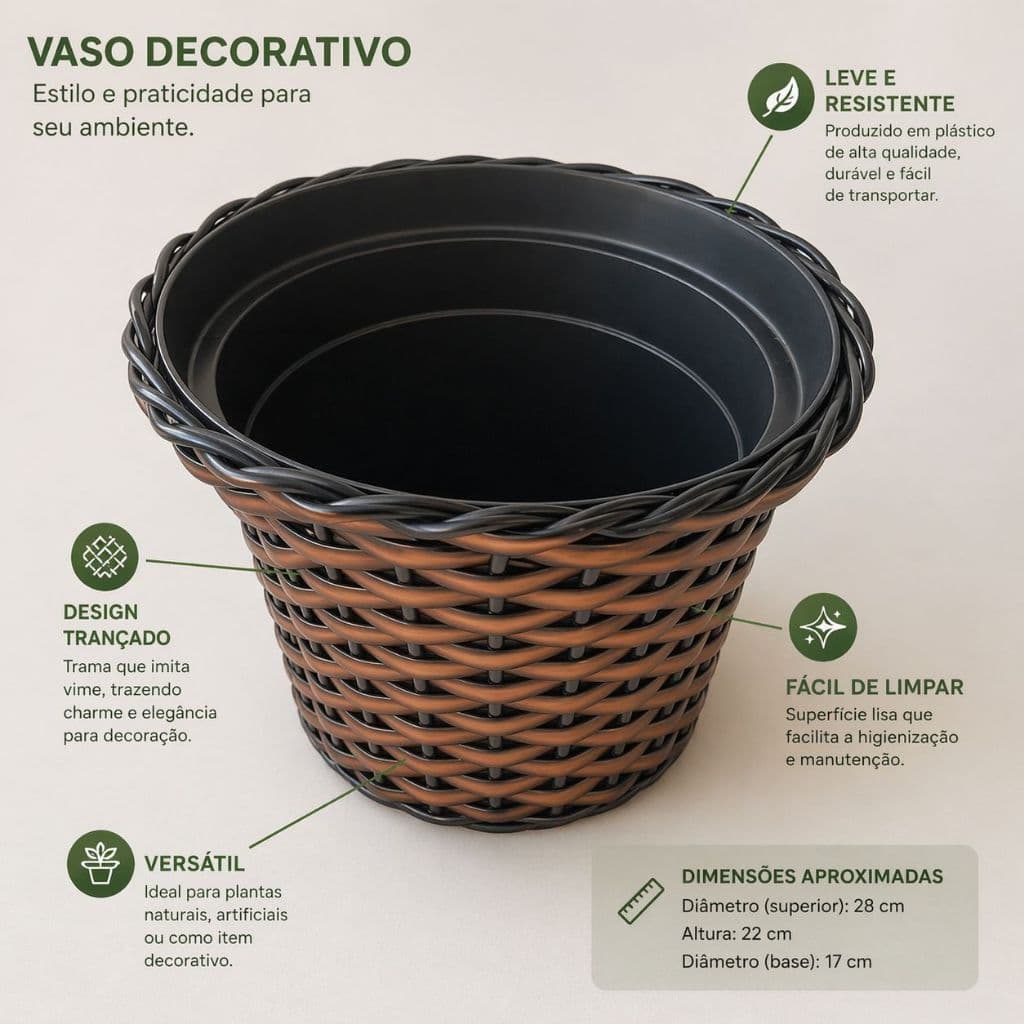 VASO NOBRE ESTILO E PRATICIDADE N6. A:20XL25CM cod 5672