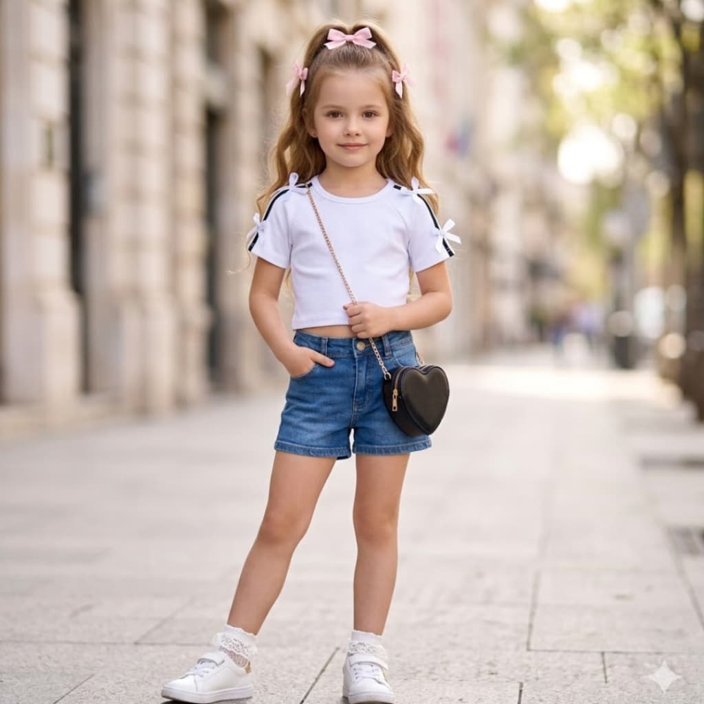 blusa cropped infantil manga curta  moda laços menina blogueirinha blusinha casual