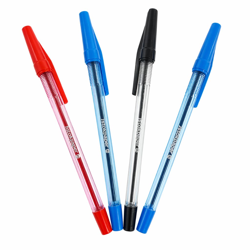 Caneta Esferográfica Ponta Fina 0.07mm 4 Unidades Azul Vermelho Preto Newpaper