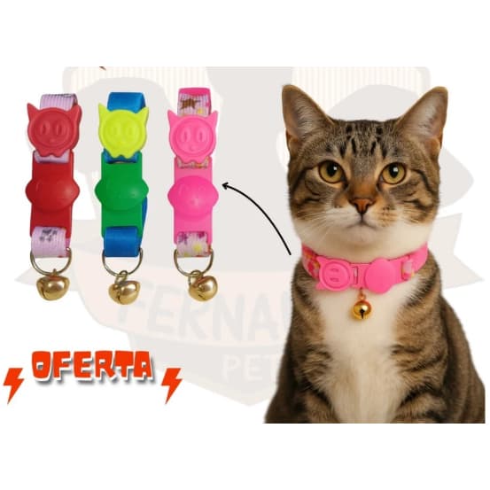 Coleira de Gato Elástica Estampada | Coleira para Gato Luxo | Coleira Fecho Anti-Enforcamento.