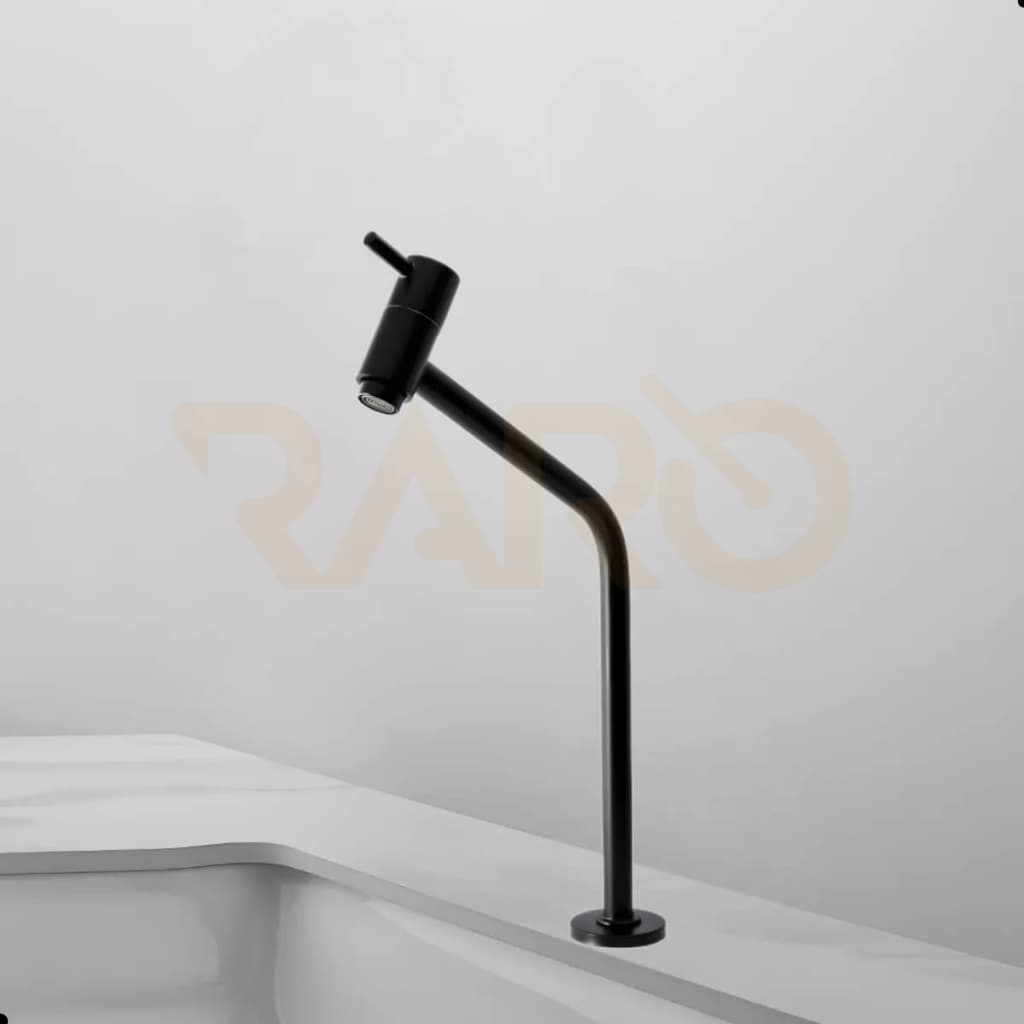 Torneira Metal Bica Alta Cor Preta Banheiro Premium Pia Mesa Cuba Black Preto Fosco 1/4 de Volta