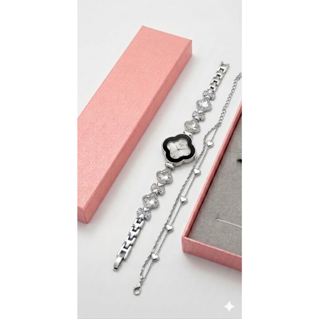 Relógio Feminino Trevo A Prova D'água Com Pulseira Luxo Original Dourado Prata Presente Dia Das Mães Namorados