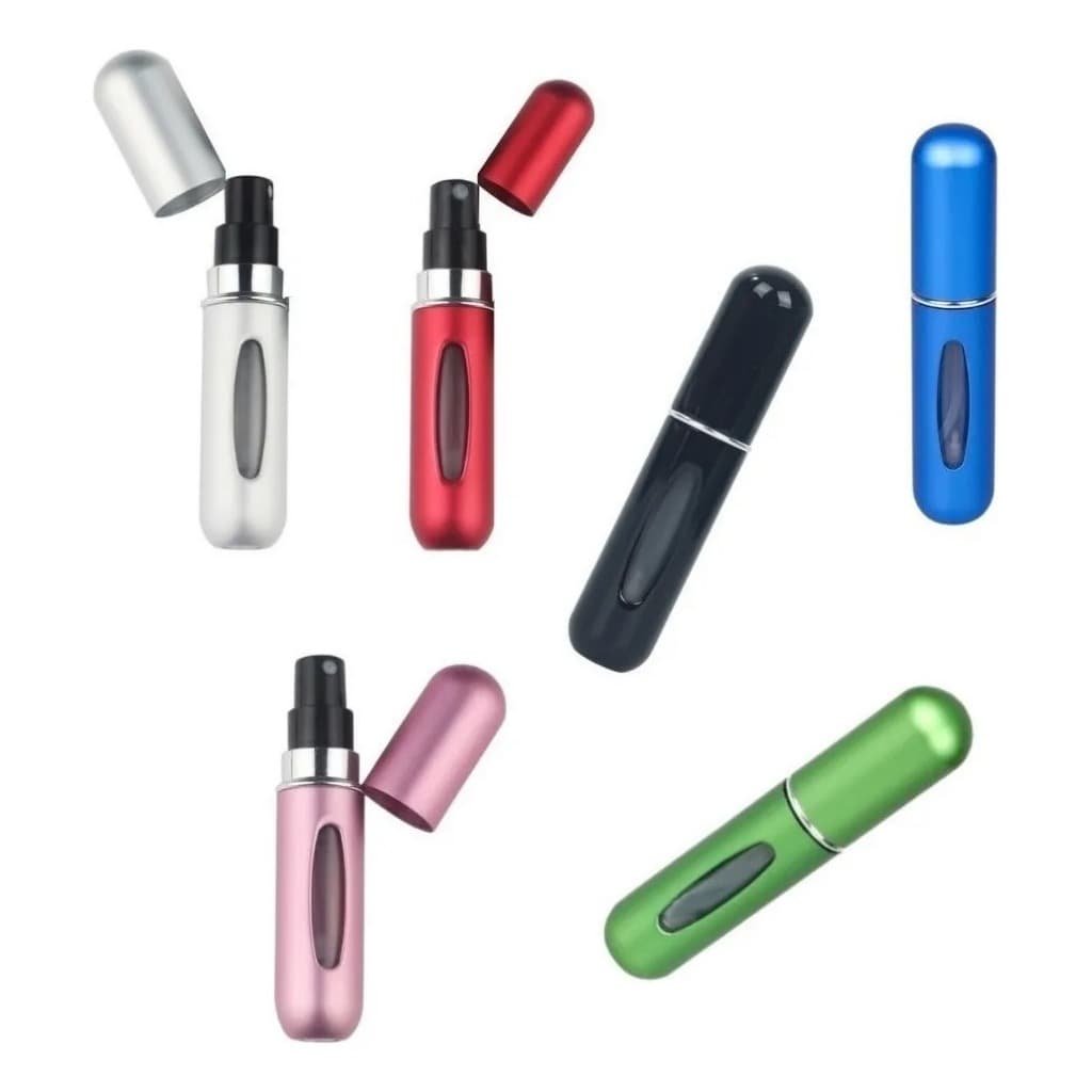 Kit 5 Porta Perfume Recarregável Frasco Mini 5ml Portátil Atomizador Bolsa Viagem Bolso Mochila