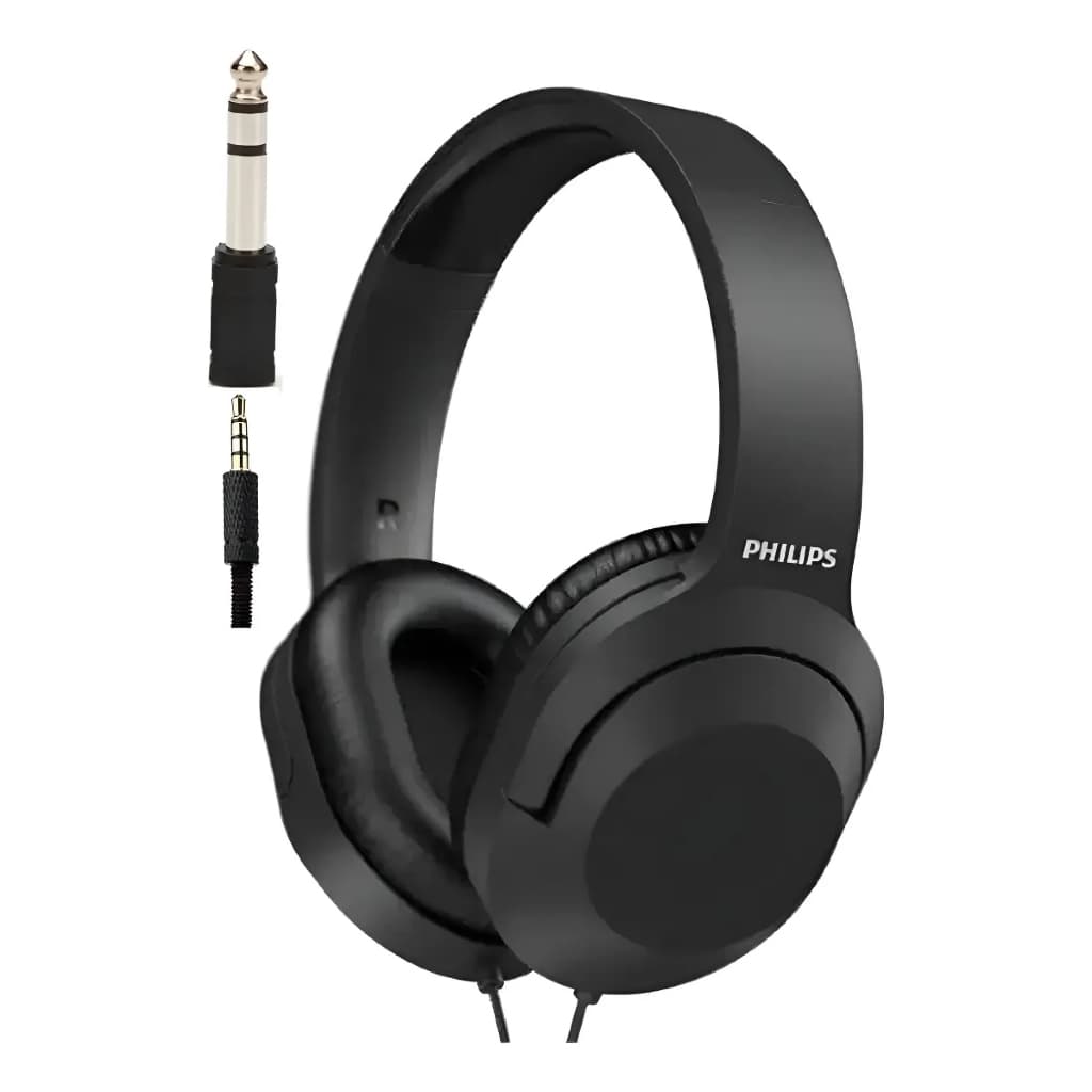 Fone Philips Com Fio Tah2005bk Estudio Retorno De Palco Dj Gravação Com Adaptador P2 e P10