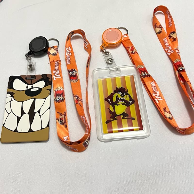 Porta-Crachá Infantil Taz Looney Tunes - Kit com Cordão e Clip Retrátil Emborrachado | Identificador Vertical Escolar