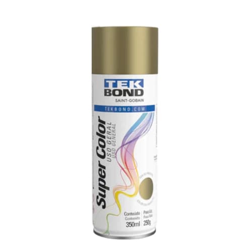 tinta spray tek bond, super color dourado, tinta uso geral 350ml, tinta dourada