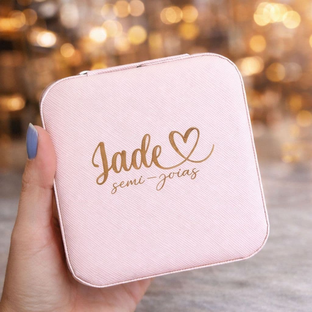 Porta Joia Personalizado Com Nome Iniciais Para Casamento Festa Dourado ou Prata