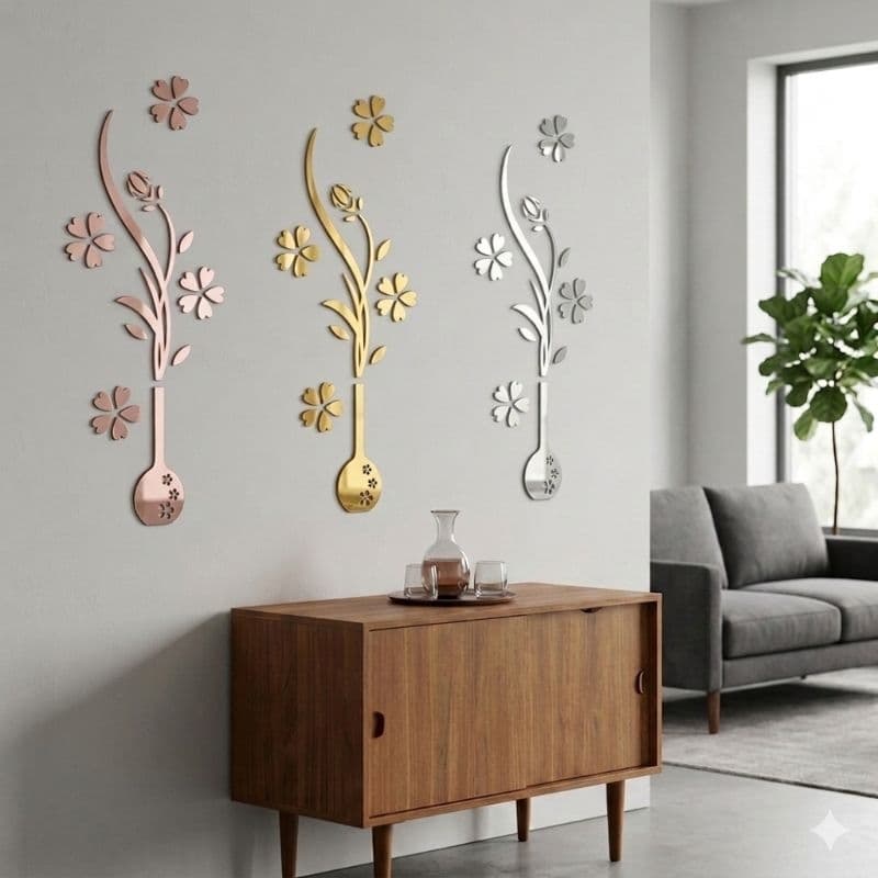 ESPELHO DECORATIVO EM ACRILICO VASO DE FLOR 60 CM