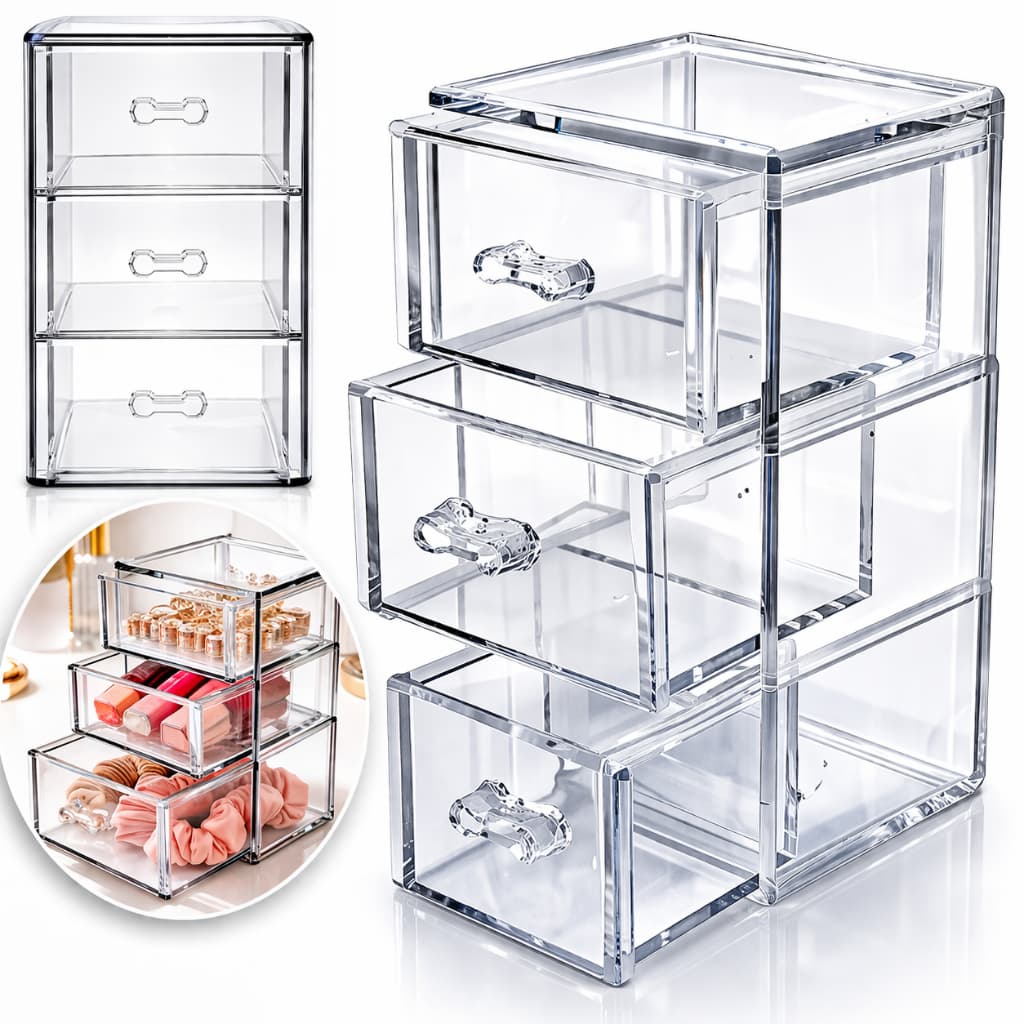 Organizador Acrilico Luxo Gavetas Maquiagem Joias Multiuso Premium Porta Cosméticos Elegante Chique