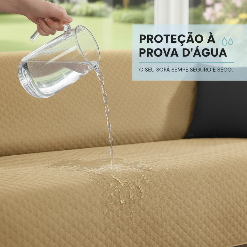 Kit Capa Para Sofá 2 e 3 Lugares Protetor Impermeável Moderna Dupla face Com Porta Objetos