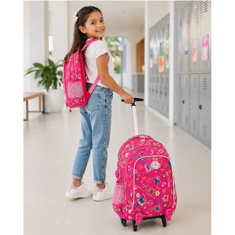Mochila Infantil com Rodinhas Estampada de Borboleta – Linda, Prática e Resistente C01922