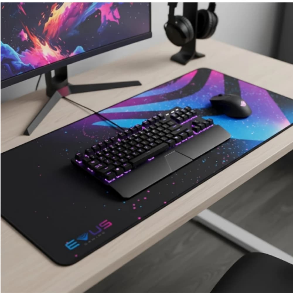 MousePad Gamer Evus MP-900B Extra Grande 90cm x 40cm Speed Bordas Costuradas Base Emborrachada
