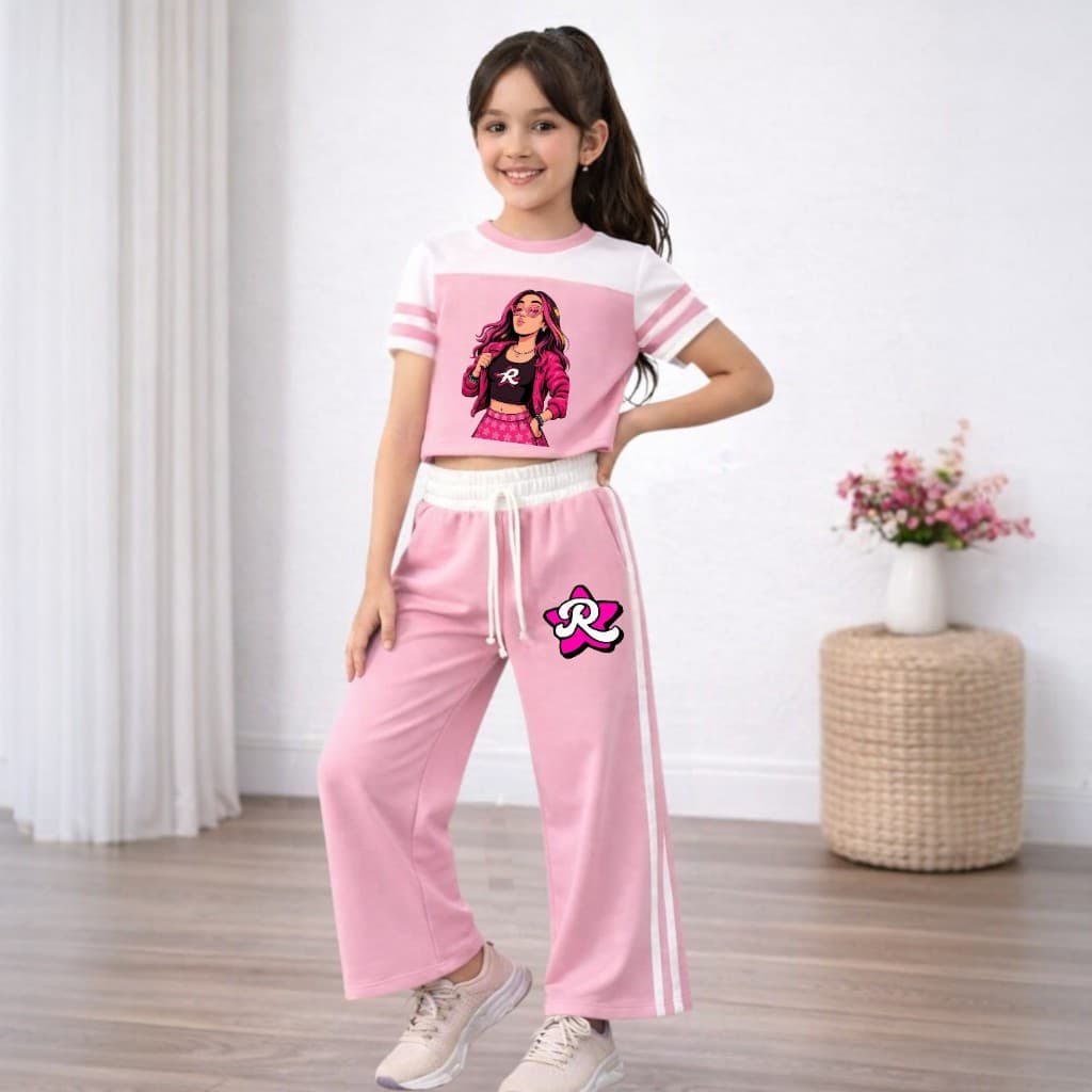 kit conjunto juvenil e infantil blusa + Calça pantalona Emily Vick con listras conunto inverno