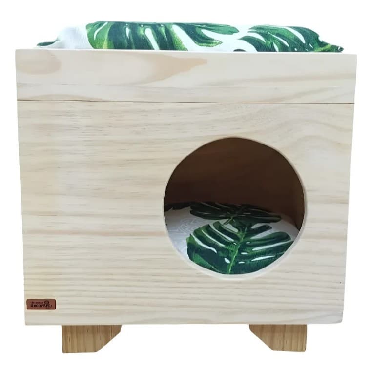 Casa para Pet Toca Nicho Para Gato Em Madeira (montado E Envernizado)