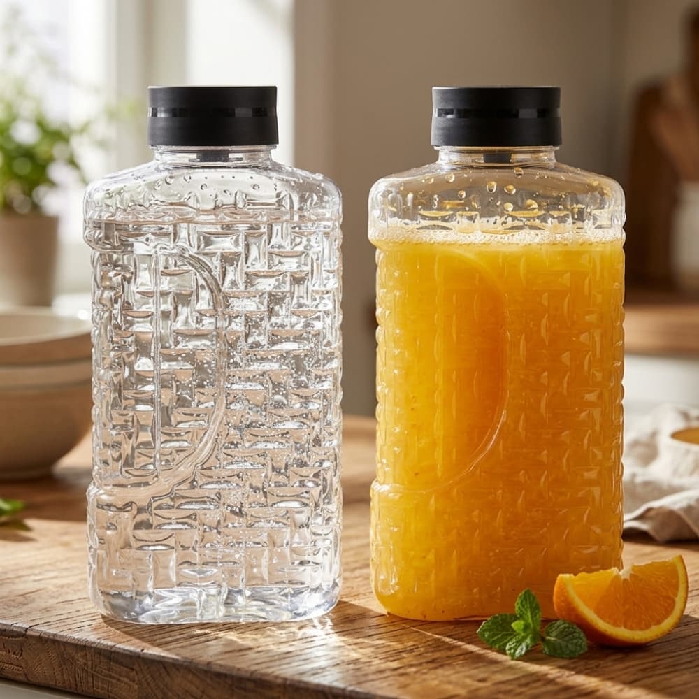 Kit De Jarra Garrafa Geladeira Água Com Tampa Higiênica Automatica Com Efeito Cascata 1,9 Litro