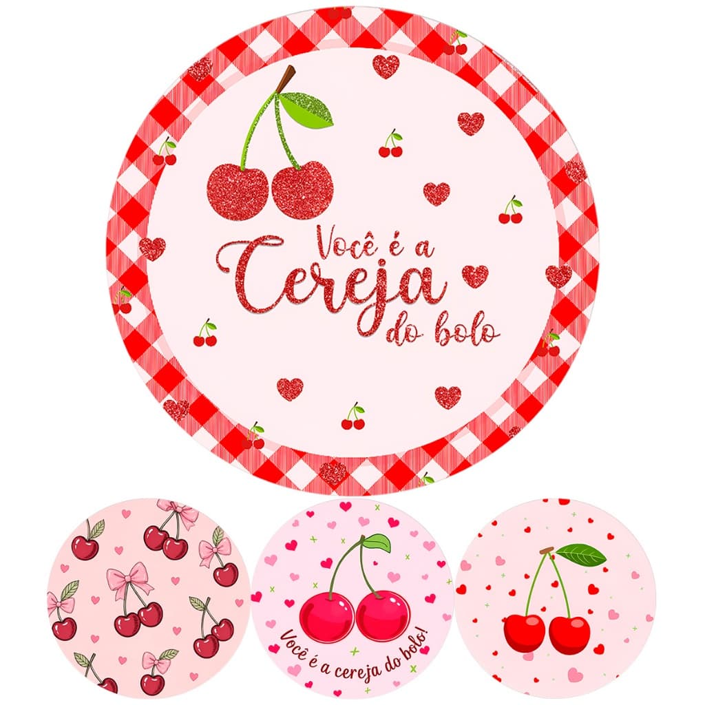 Capa Painel Redondo 50cm Cerejinha C/ Elástico Sublimado Decorativo