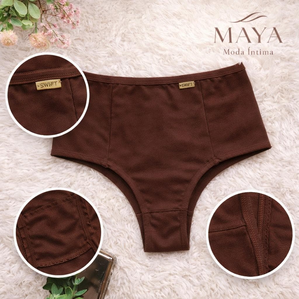 Kit com 3 ou 5 Calcinhas Cintura Alta Pala Dupla Forro 100% Algodão Cós Alto Com Ultra Conforto