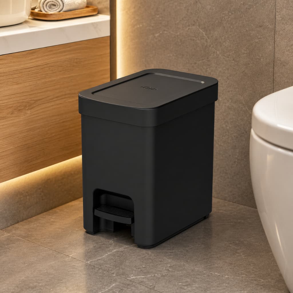 Lixeira Pedal 6L Trium Tampa Fechada Sem Odor Com Anel Vedação Compacta