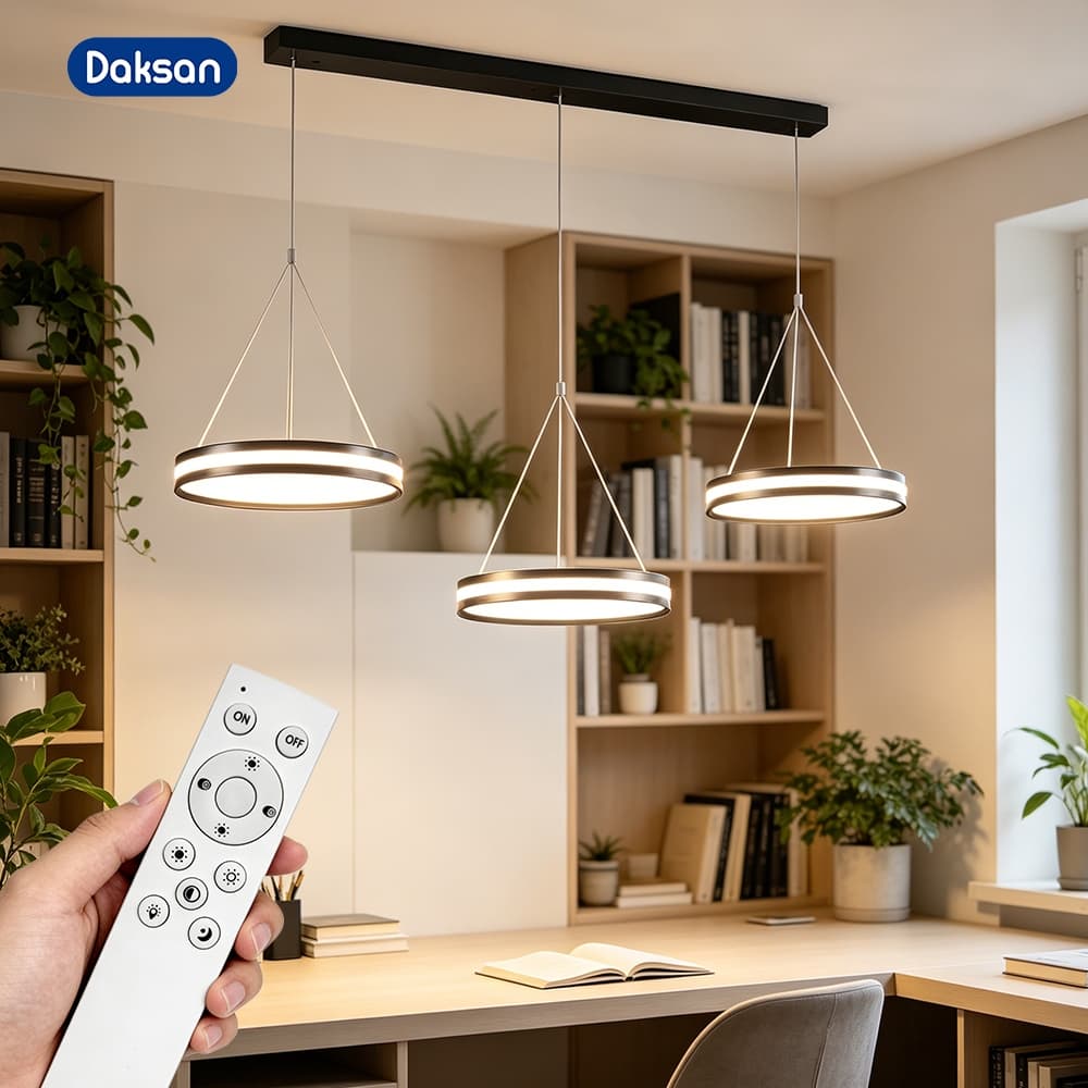 Lustre de Teto Com Controle para sala de jantar Ajuste de 3 cores 110v-220v Altura Proteção ocular Lâmpadas